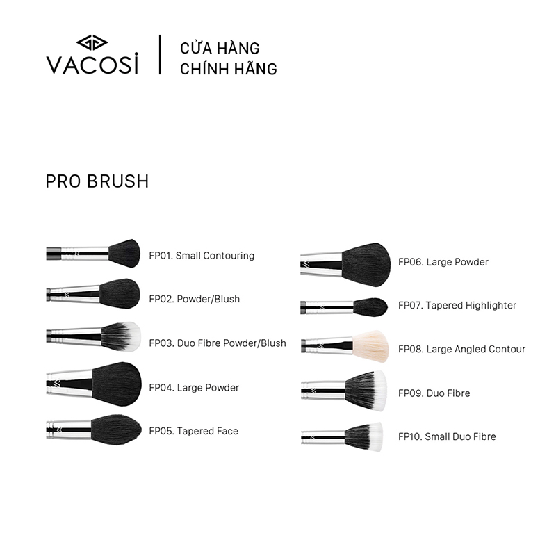 Cọ Tạo Khối / Má Hồng Vát Xéo PRO VACOSI - FP08 Angled Contour