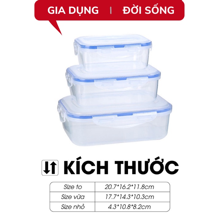 Bộ 3 Hộp Đựng Thực Phẩm Cao Cấp Trong Tủ Lạnh Nắp Đậy Kín Khít, An Toàn Cho Sức Khỏe