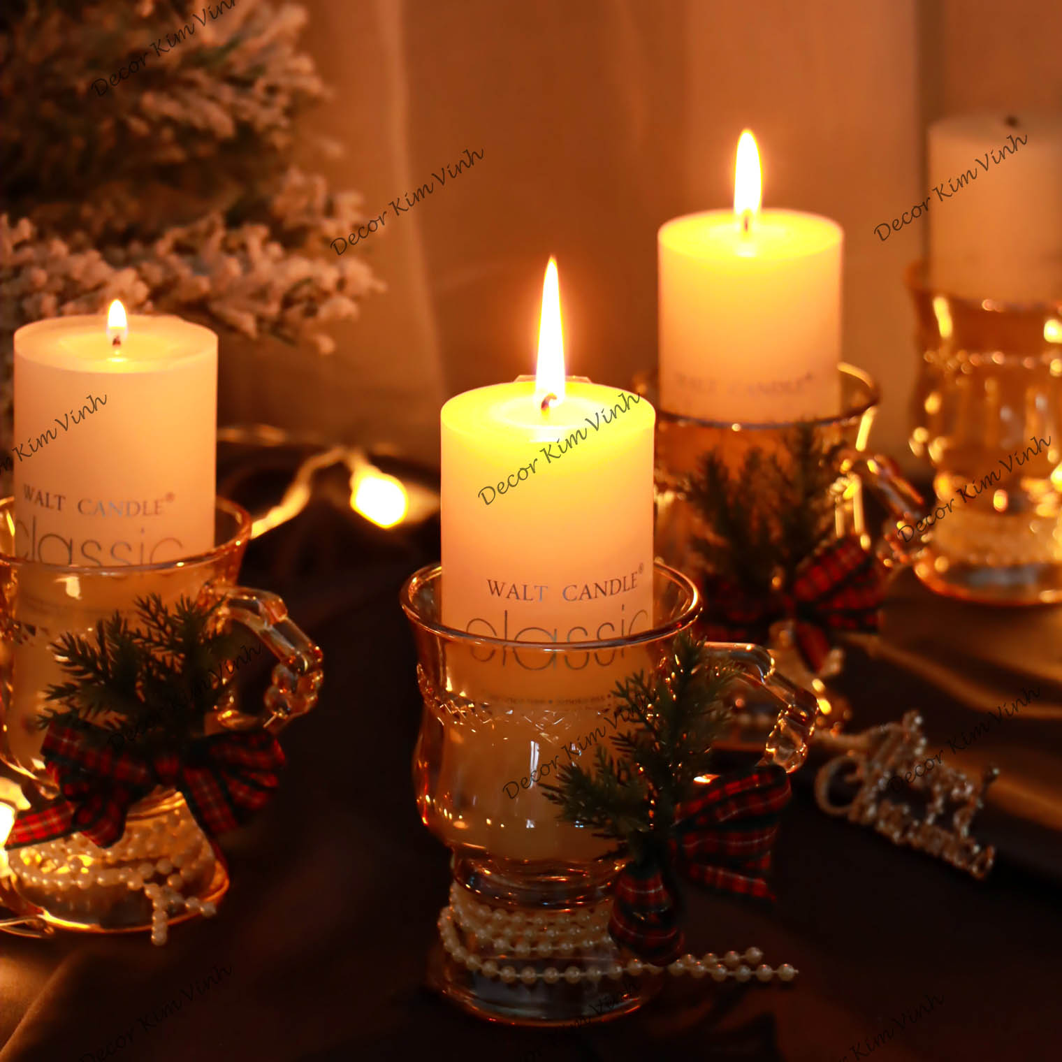 Ly Để Nến Màu Hổ Phách NEN12 Trang Trí Noel Giáng Sinh