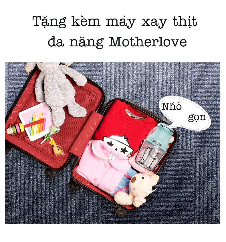 Máy xay hấp nghiền thức ăn đa năng Motherlove 7in1 tặng kèm máy xay đa nang nhỏ (xanh) - hàng chính hãng