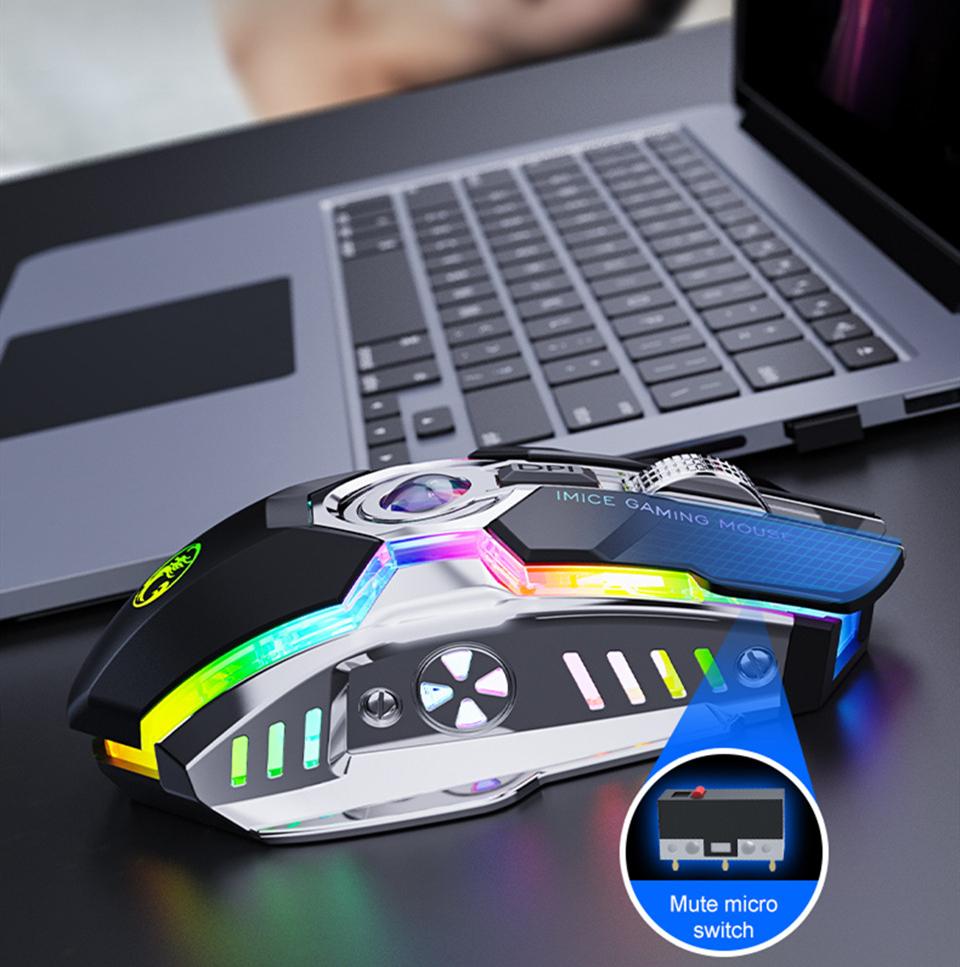 RGB Chuột Không Dây Chơi Game Chuột Game Thủ Máy Tính Im Lặng Sạc USB Mause 7 Phím LED Backlit Chuột Cho Máy Tính Laptop trò Chơi