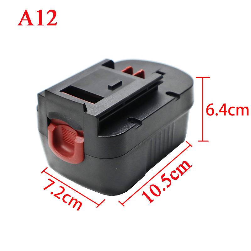 A12 A14 A18 Nhựa Vỏ Vỏ Hộp Cho Black Decker 12V 14.4V 18V NI-CD/MH Pin A12-X A12EX FS120B FSB14 FSB18 HPB12 Màu sắc: A18