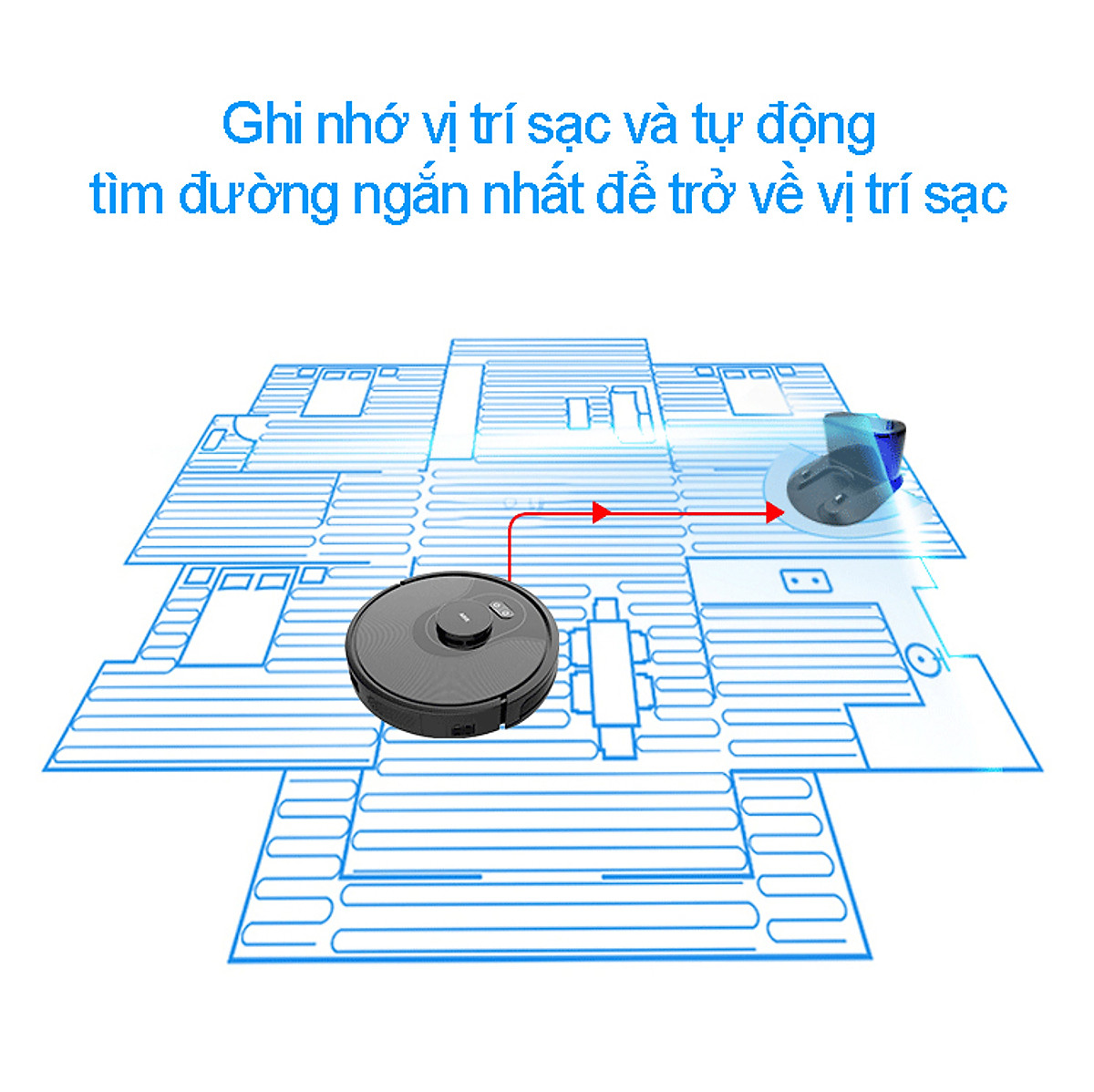 Robot hút bụi lau nhà ABIR X8 Độ ồn thấp Lực hút mạnh Kết nối khỏe Hàng chính hãng