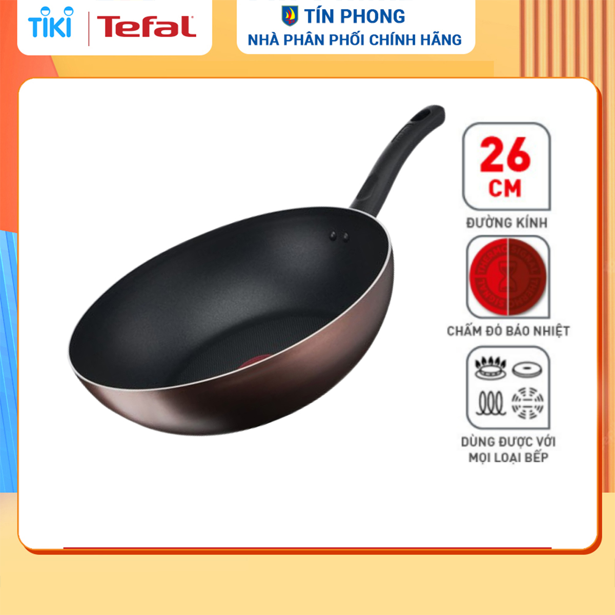 Chảo xào chống dính đáy từ Tefal Day by Day 26cm, dùng cho mọi loại bếp- Hàng chính hãng