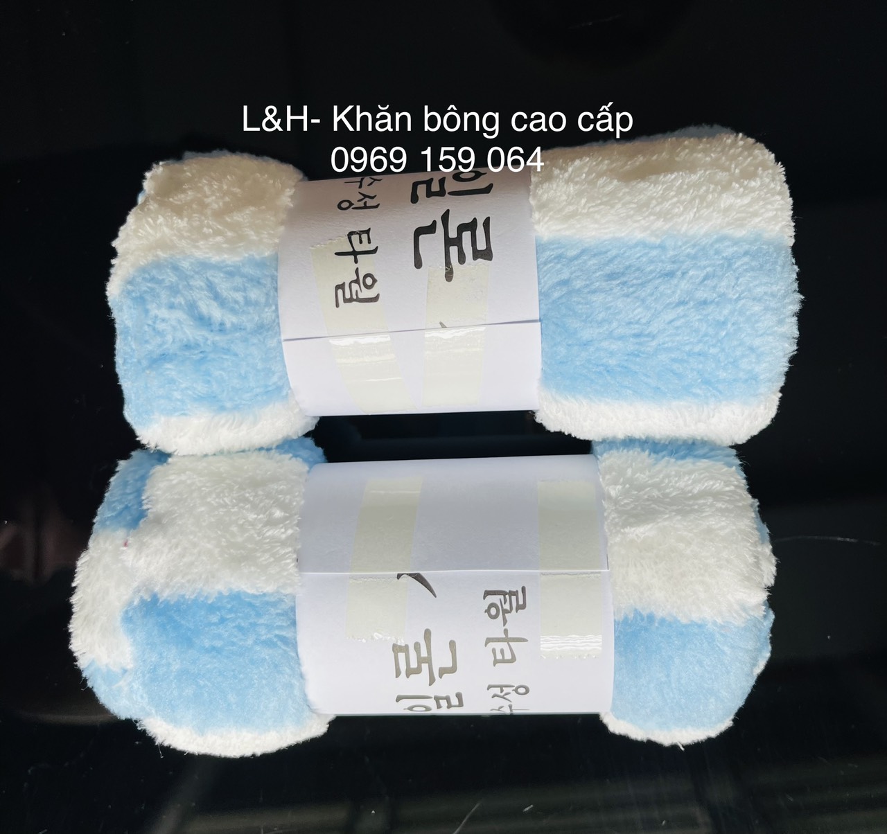 Khăn mặt lông cừu kẻ viền to, Kt 30x50cm