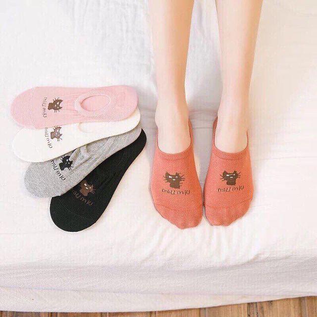 Set 3 đôi tất hài hình mèo cho nữ nhiều màu