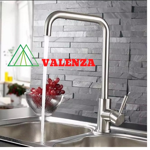 Combo chậu rửa bát 1 hố sus304 Valenza 6045, vòi rửa bát vuông tròn Valenza, xả, rổ, bình xà phòng