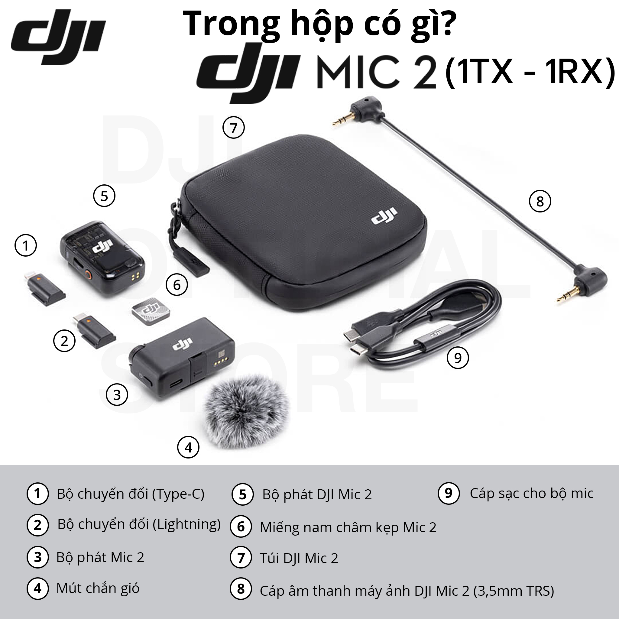 DJI Mic 2 - Bộ micro không dây khử ồn mạnh mẽ, chất âm vượt trội (DJI Mic 2) - Hàng chính hãng