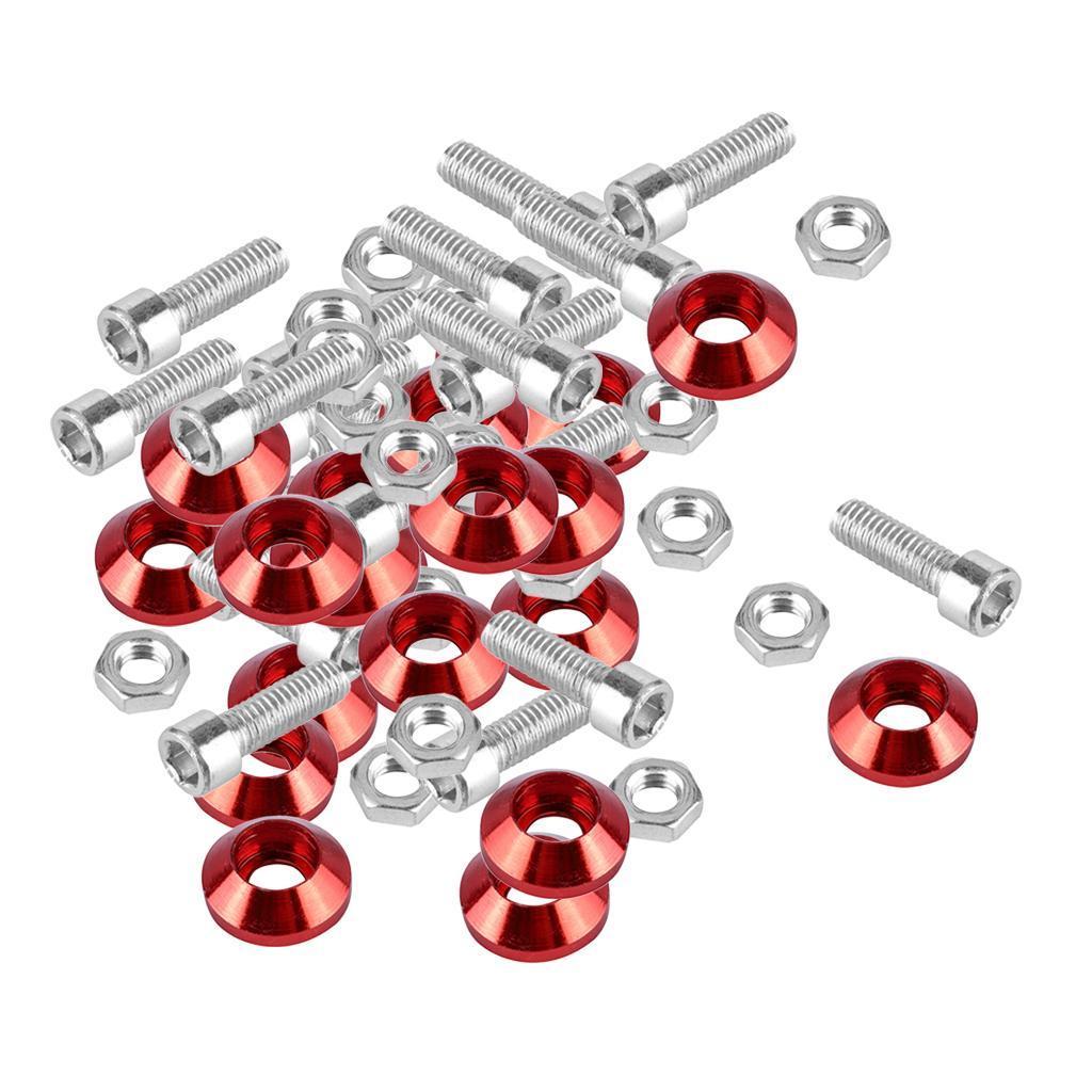 Red Aluminum Bumper Washer Engine Bay Screw Dress Up