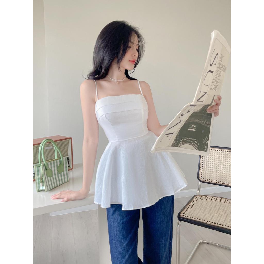 RECHIC Áo kiểu Lena dáng babydoll kiểu xếp ly phía trước trẻ trung gợi cảm phù hợp đi dạo phố