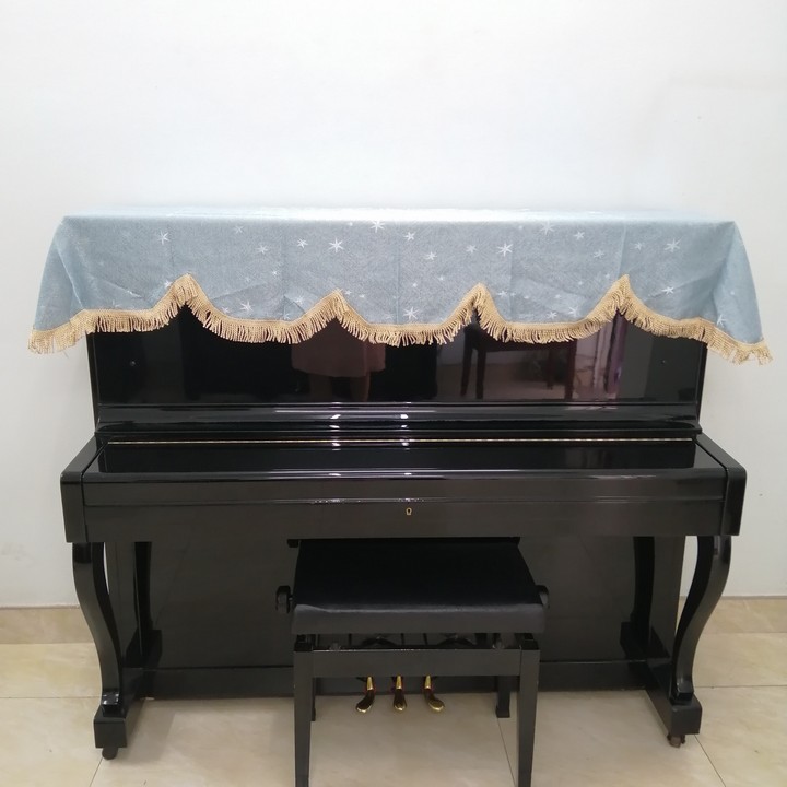 KHĂN PHỦ ĐÀN PIANO CƠ MÀU XANH NGÔI SAO BẠCH KIM