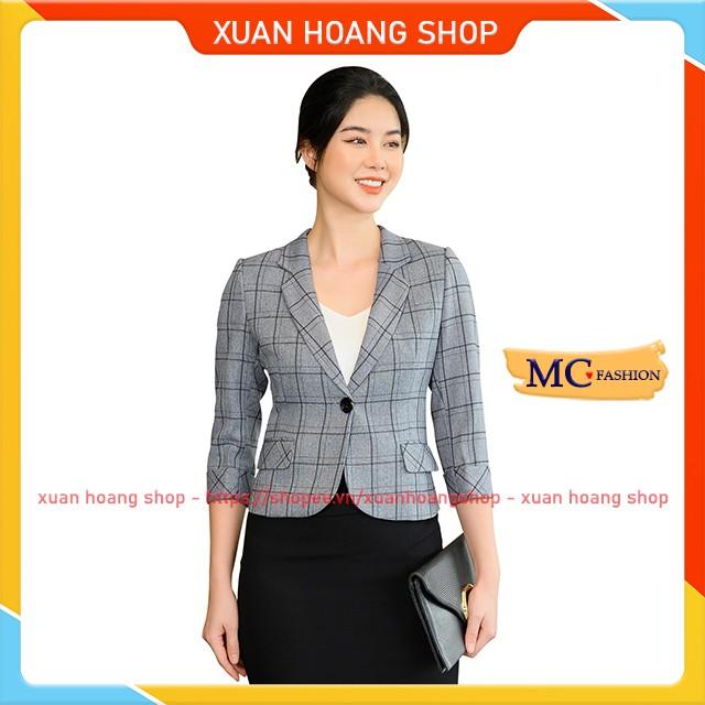 Áo Vest Nữ Blazer Công Sở Đẹp, Tay Lửng, Hai Lớp, Màu Đen, Ghi Xám, Kẻ Sọc Caro Tav391