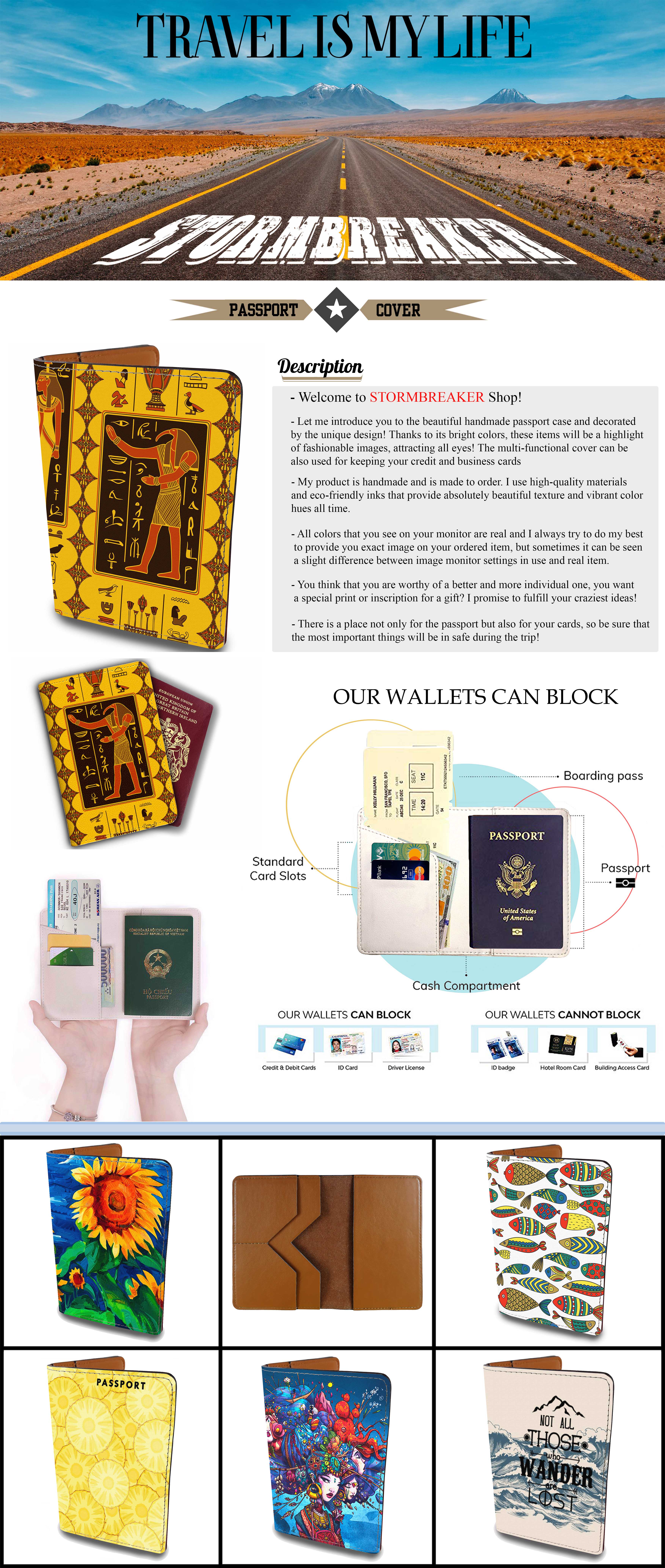 Bao Da Passport Du Lịch Và Thẻ Phụ Kiện Thời Trang Hoạ Tiết AI CẬP - EGYPT - Passport Cover Holder - Ví Đựng Hộ Chiếu Thiết Kế Đa Năng - Trẻ Trung - PPT167