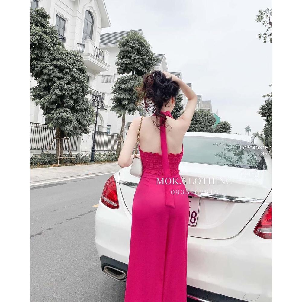 Set lụa áo croptop ngực đắp chéo cổ yếm phối quần suông