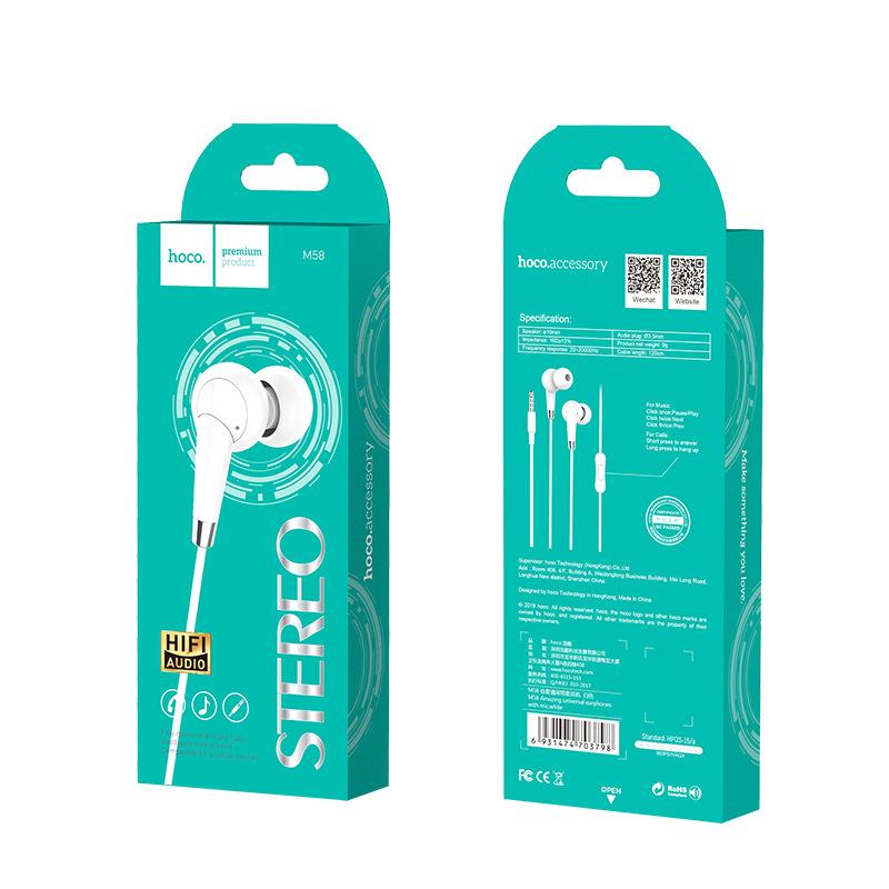 Phong cách mới nhất HOCO hoco M58 phổ thông với tai nghe lúa mì tai nghe điều khiển dây trong tai tai nghe nhạc phổ thông mới chất lượng cao