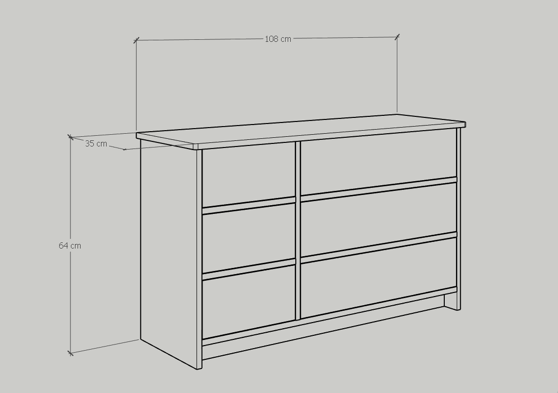 [Happy Home Furniture] NOMIA , Tủ lưu trữ 3 tầng - 6 ngăn kéo , 108cm x 35cm x 64cm ( DxRxC), THK_066