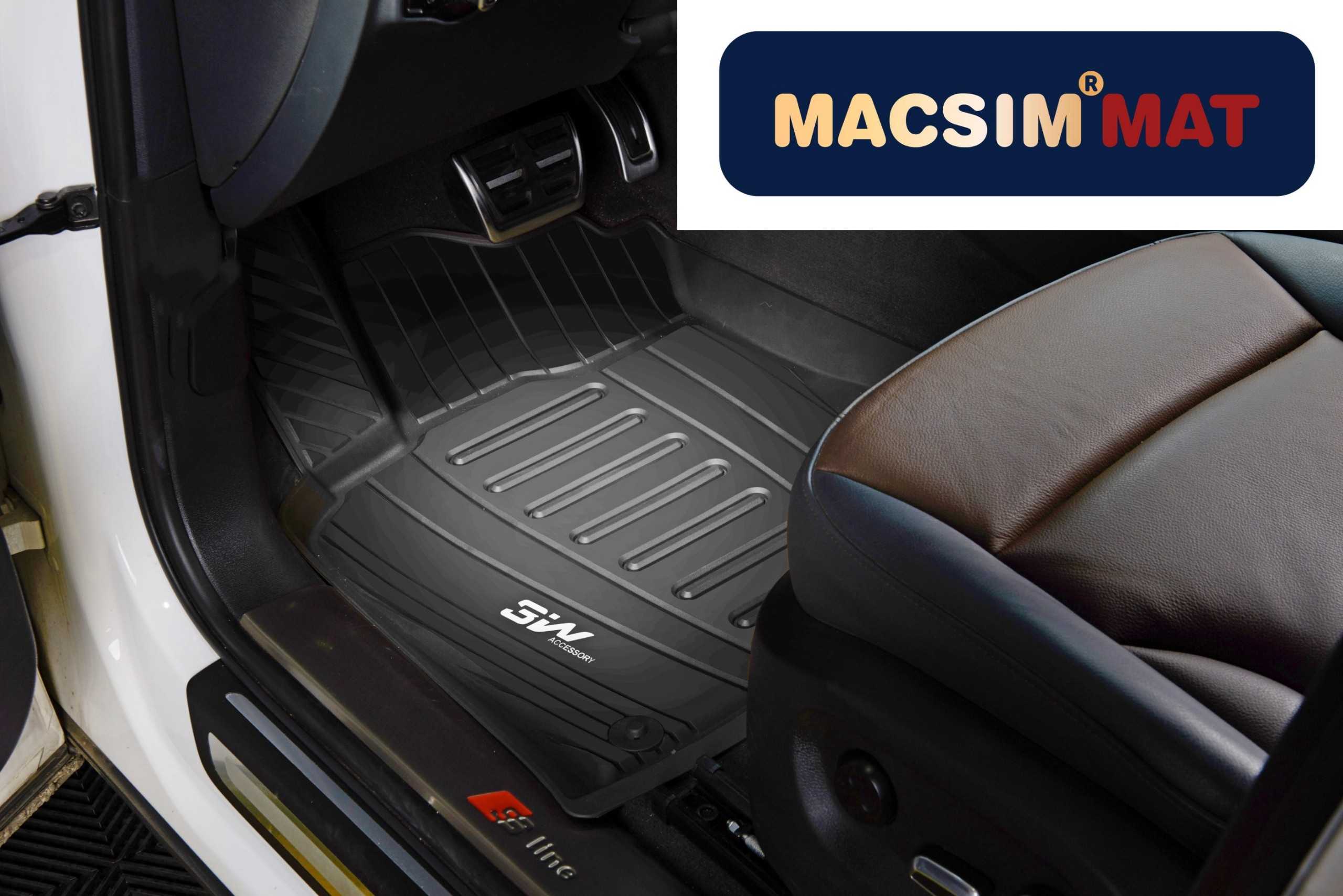 Thảm lót sàn xe ô tô  Audi Q5 2009 - 2018 Nhãn hiệu Macsim 3W chất liệu nhựa TPE đúc khuôn cao cấp - màu đen