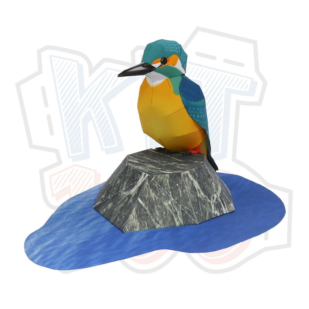 Mô hình giấy động vật chim Bồng Canh Common Kingfisher