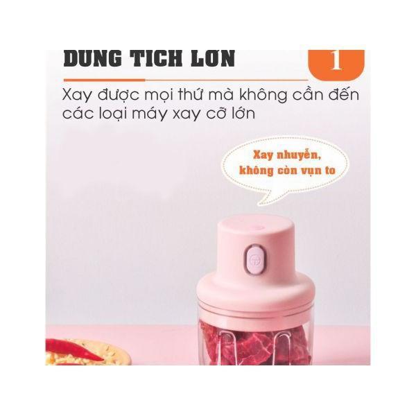 Máy Xay Mini Sạc Điện, Có Cổng Sạc Usb, Nhỏ Gọn Tiện Ích Dễ Sử Dụng, Xay Hành, Tỏi, Rau Củ