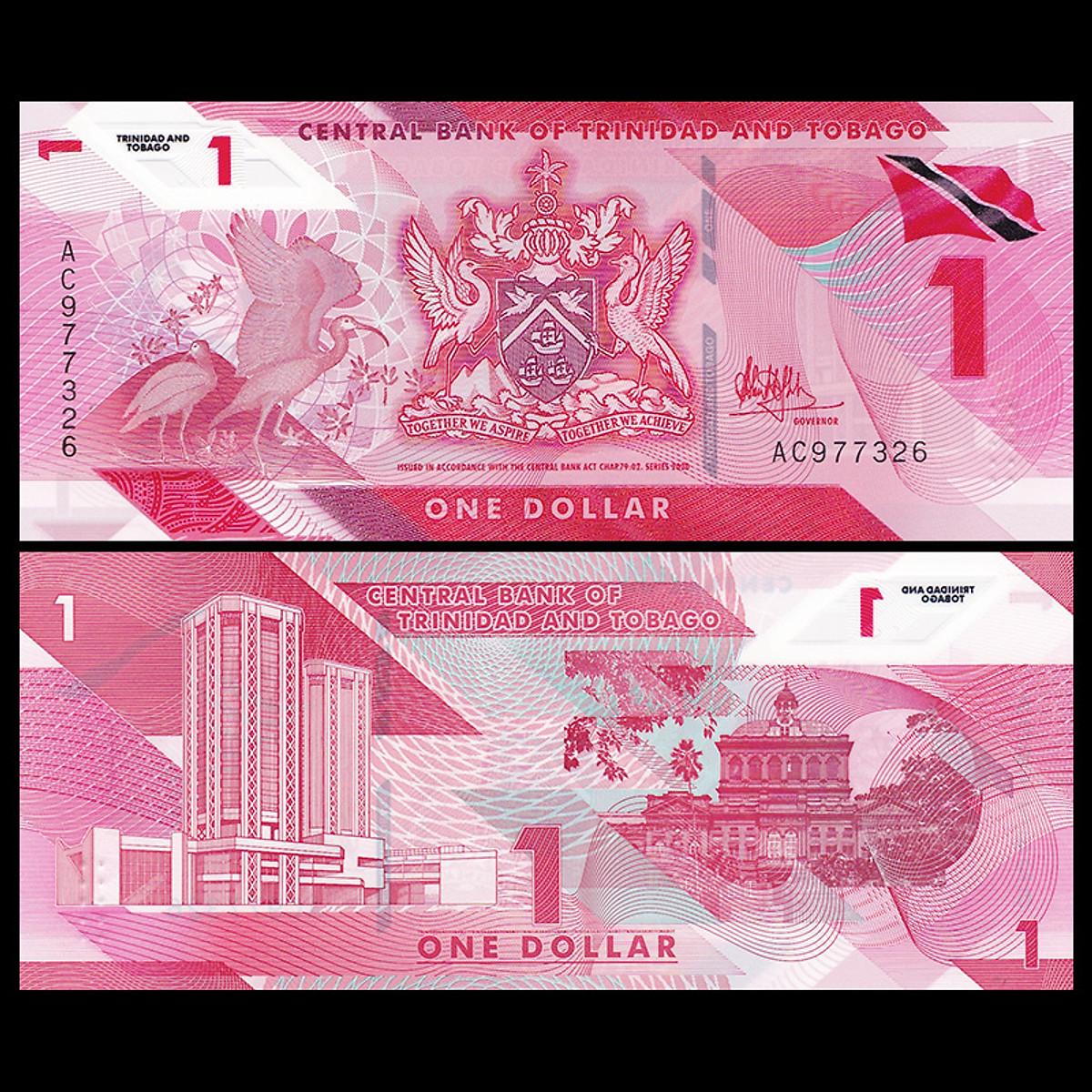 Tiền cổ Cộng hòa Trinidad và Tobago 1 dollar sưu tầm, bằng polyme , tiền châu Mỹ , Mới 100% UNC, sưu tầm