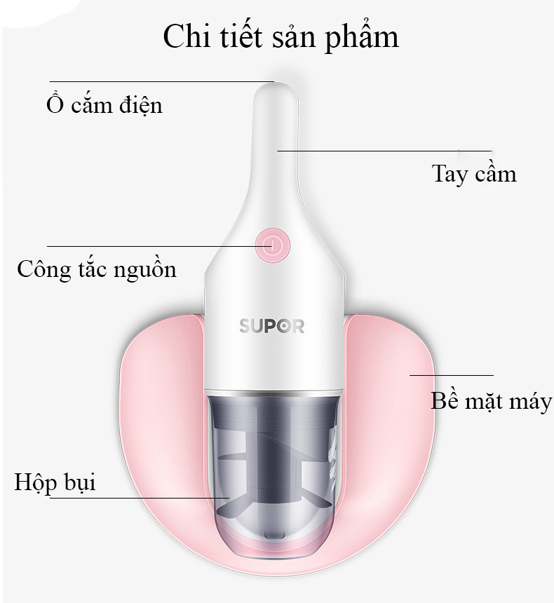 Máy hút bụi diệt khuẩn giường đệm, sofa khử trùng bằng tia UV  SUPOR VCS35A-04 (cao cấp) ( hàng nhập khẩu)