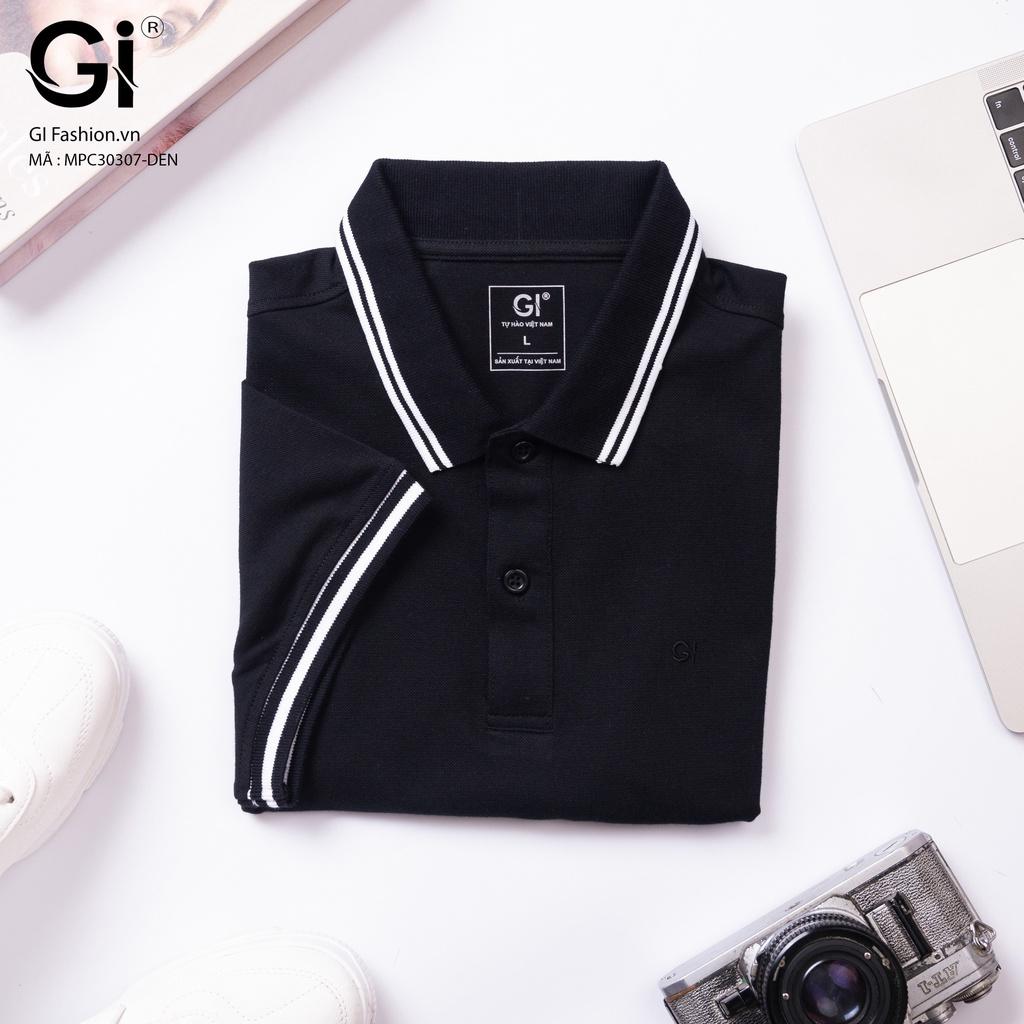 Áo polo nam màu đen, chất liệu Cotton co giãn 4 chiều thấm hút mồ hôi
