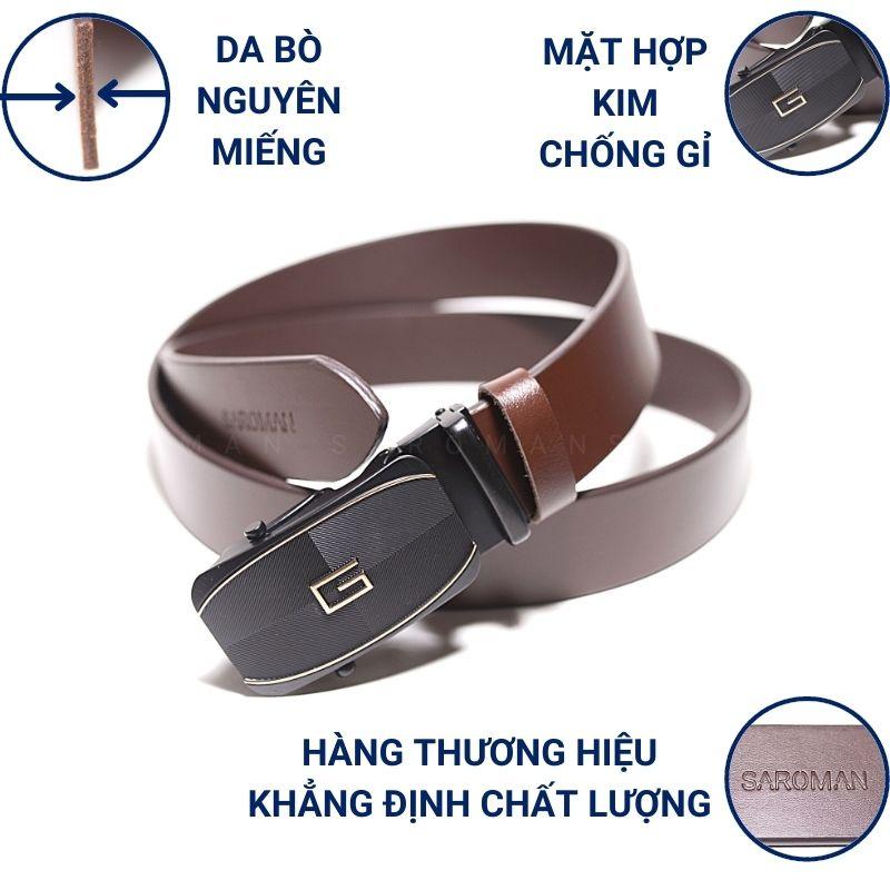 Thắt Lưng Nam SAROMAN M03 Da Bò Thật Nguyên Miếng Màu Đen Nâu Thời Trang Cao Cấp