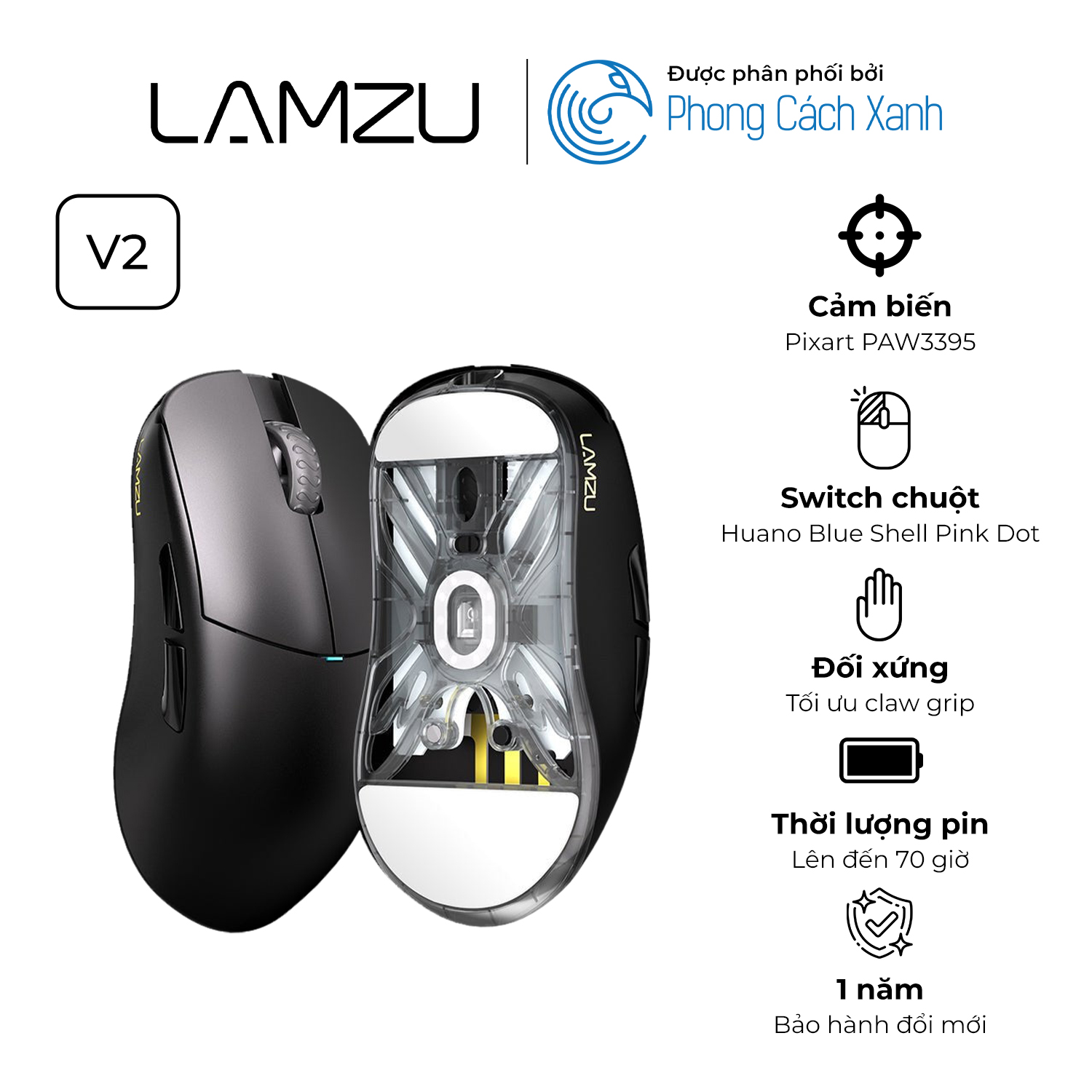 Chuột không dây siêu nhẹ Lamzu Atlantis OG V2 - Hàng Chính Hãng