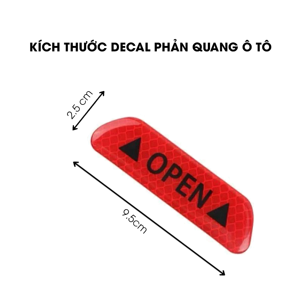 Bộ 4 Decal phản quang OPEN dán cửa oto cảnh báo an toàn, chống va chạm TÂM LUÂN Chổi lau tẩm dầu - Hàng chính hãng