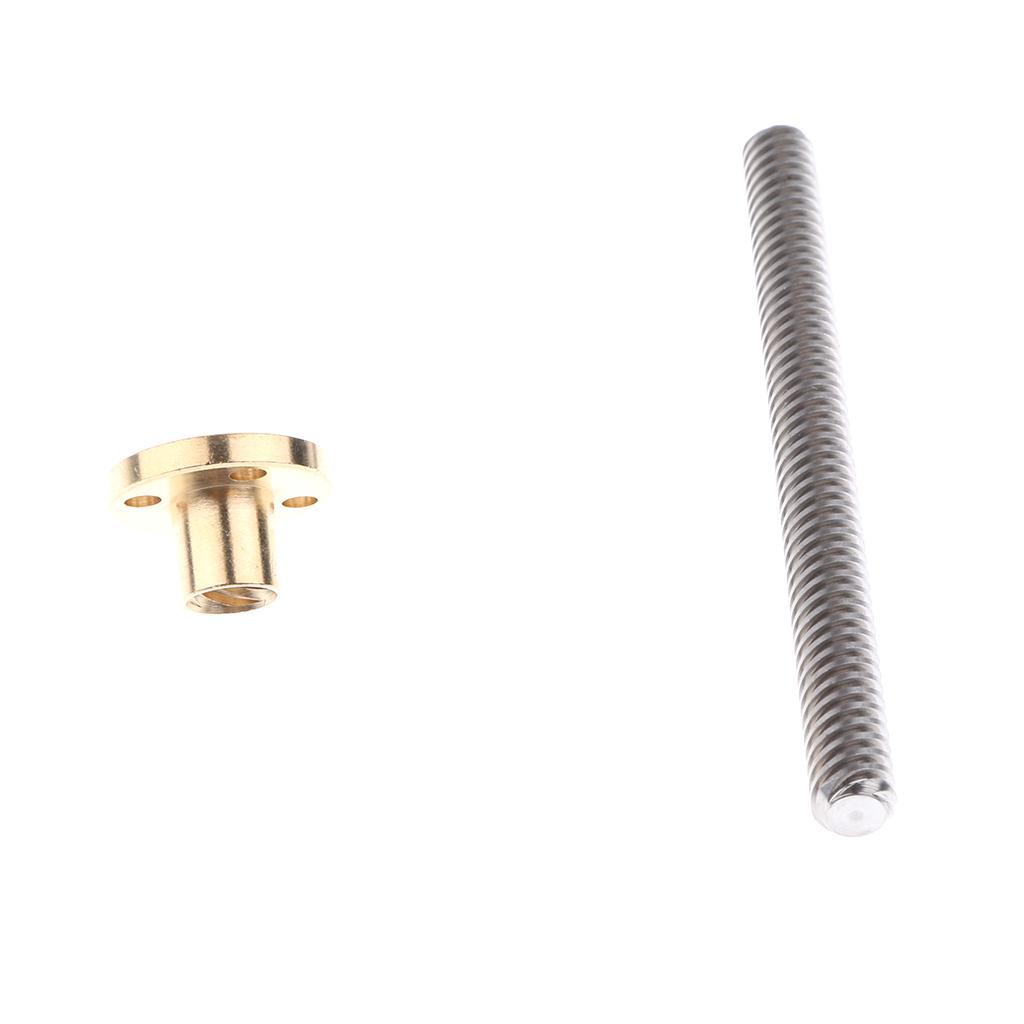 T8 8mm Dia Threaded Screw Rod+Screw Nut For 3D Printer Stepper Motor