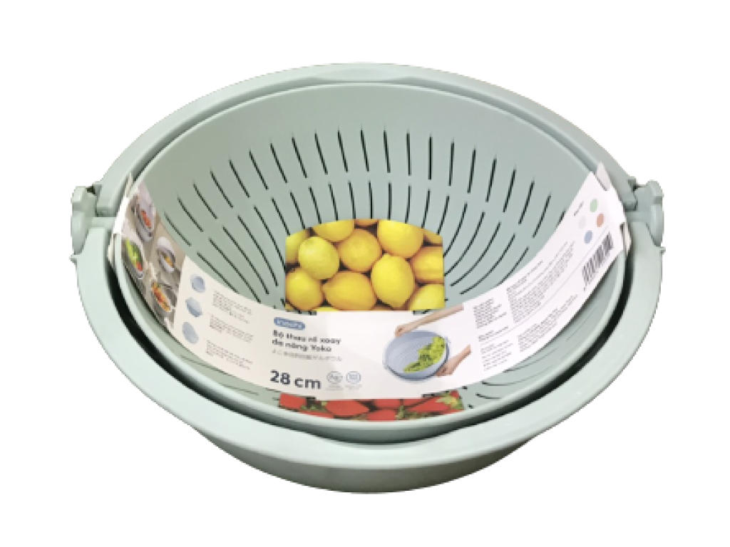 Bộ thau rổ xoay đa năng Yoko 28 cm - Giao màu ngẫu nhiên