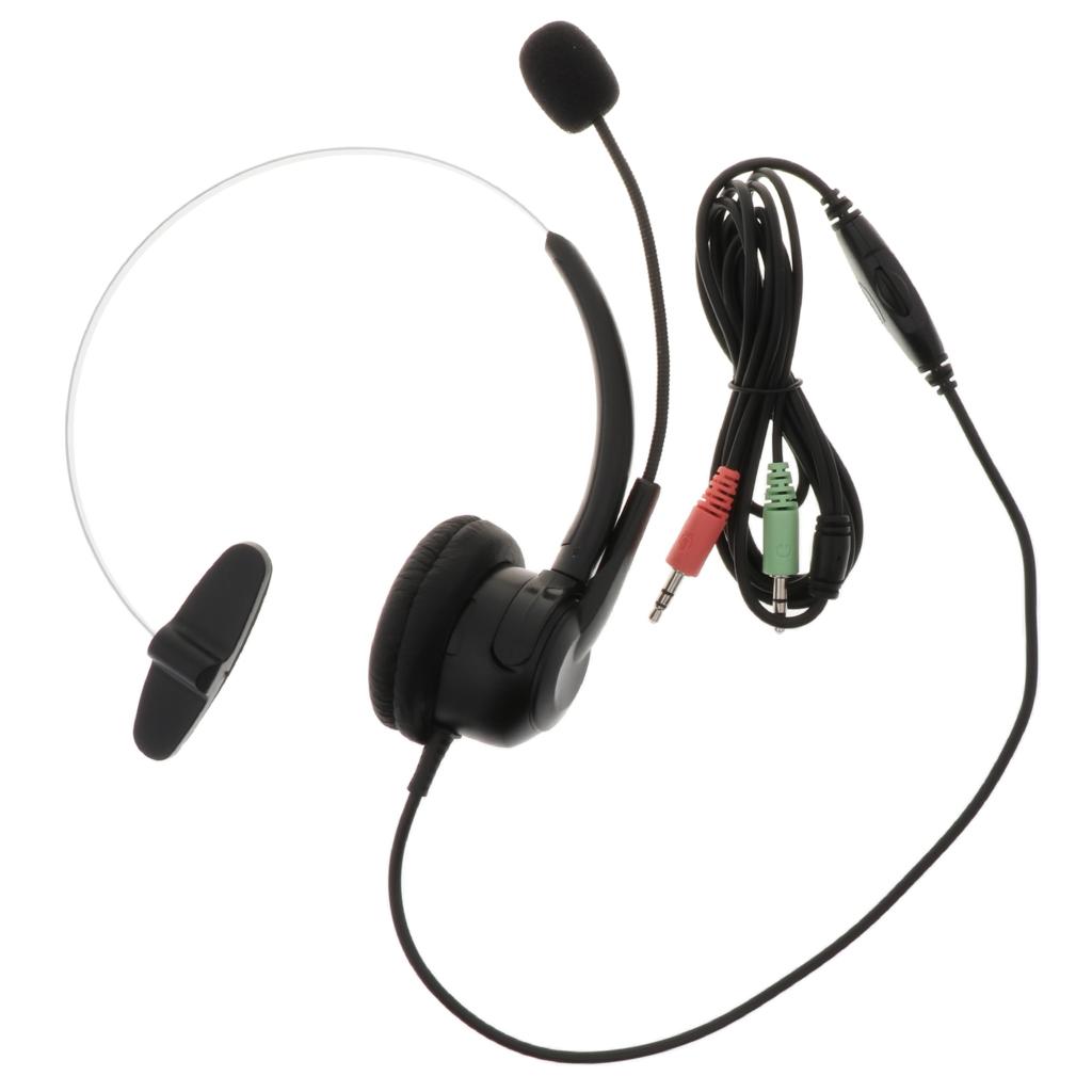 Call Center Office Hands-free Headset 3.5mm Headphone Monaural Microphone