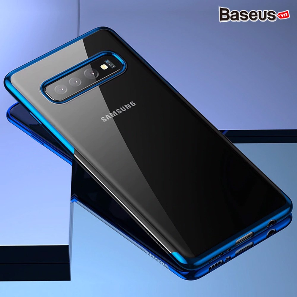 Ốp lưng dành cho Samsung Galaxy S10 Plus TPU dẻo trong suốt viền màu nano BASEUS - Hàng Nhập Khẩu