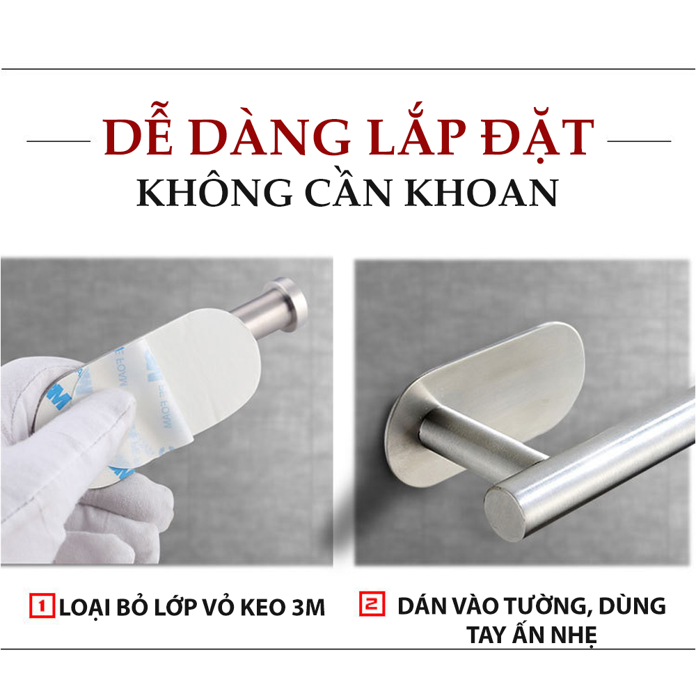 Móc treo cuộn giấy vệ sinh dán tường không cần khoan, Inox Sus 304, phụ kiện nhà tắm MIHOCO 814