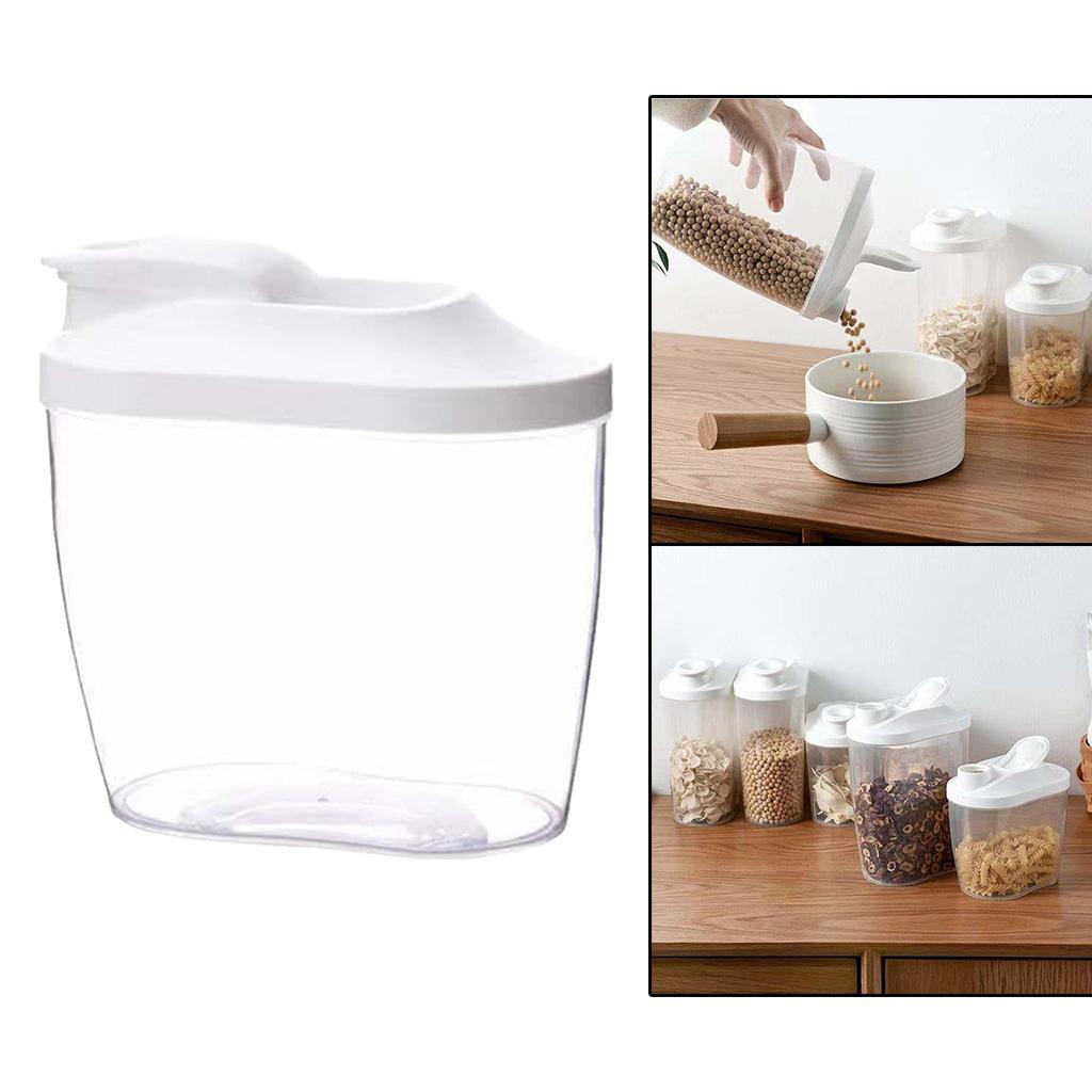 2 Pcs Clear Food Storage Container Cereal Dispenser Dry Food Grain Organizer