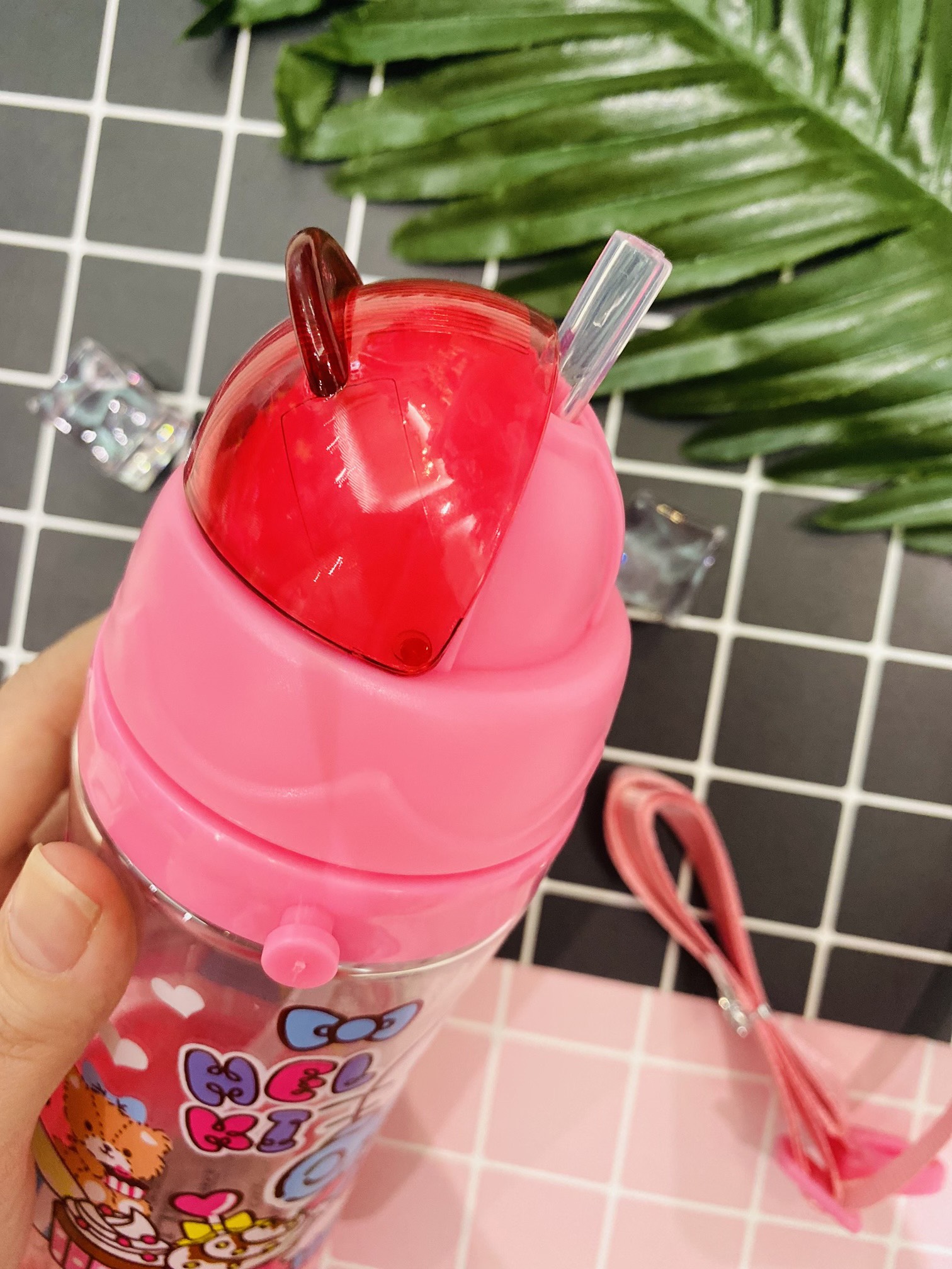 Bình nước ống hút 450ml hình Frozen siêu xinh cho bé gái - B1313656FZH