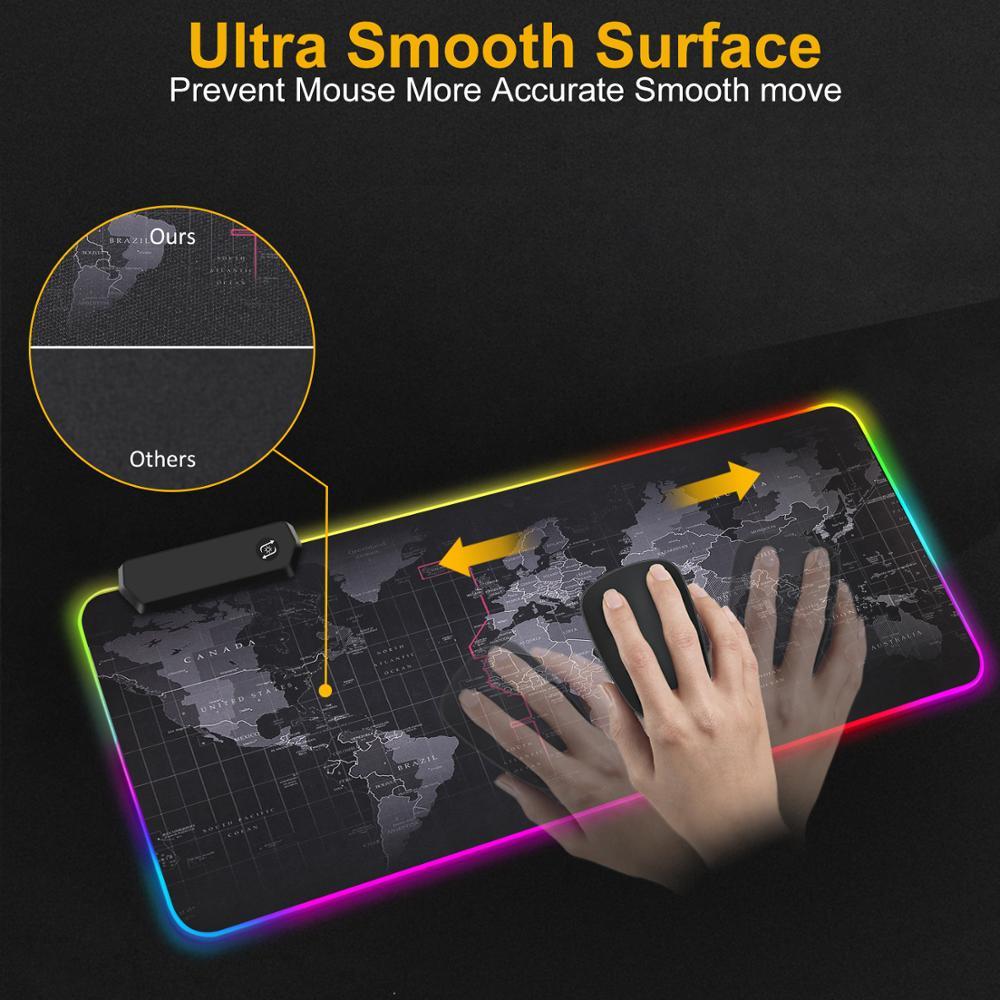 RGB Miếng Lót Chuột Chơi Game Mousepad Game Thủ Lớn Để Bàn Backlit Thảm Máy Tính Led Bề Mặt Thảm Cho Mause Ped Xl Deskpad tấm Bảo Vệ