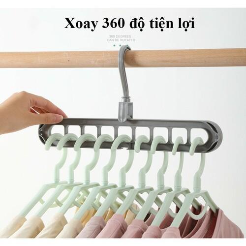 Móc phơi đồ ,Móc treo quần áo 9 lỗ thông minh xoay 360 độ tiết kiệm không gian