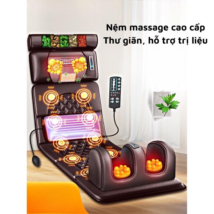 Nệm Massage Toàn Thân Hồng Ngoại Da PU Cao Cấp, Đệm Massage 12 Điểm, Khay Massage Chân Rời