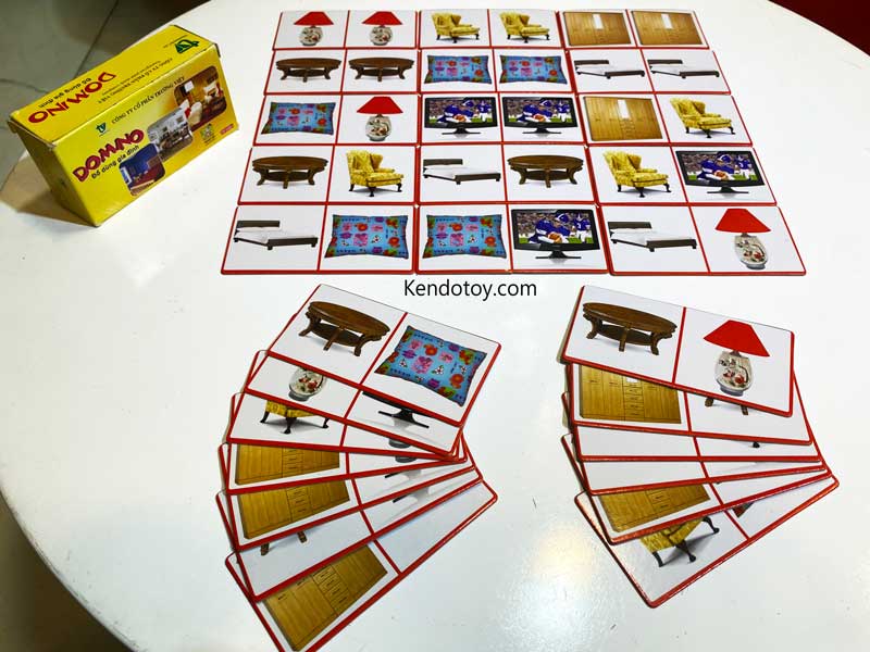 Domino dụng cụ gia đình, board game chơi mà học cho bé, giáo cụ mầm non