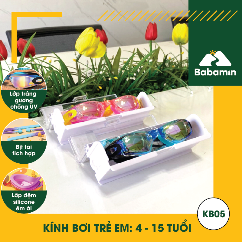 Kính Bơi Trẻ Em 4 - 15 Tuổi Học Bơi - Tráng Gương Chống Tia UV - KB05