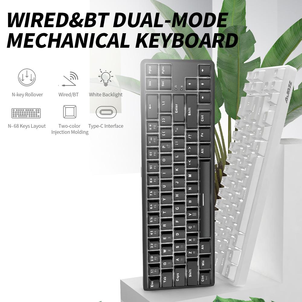 Bàn phím cơ BT Ajazz & K680T hai chế độ có dây có đèn nền nhỏ gọn