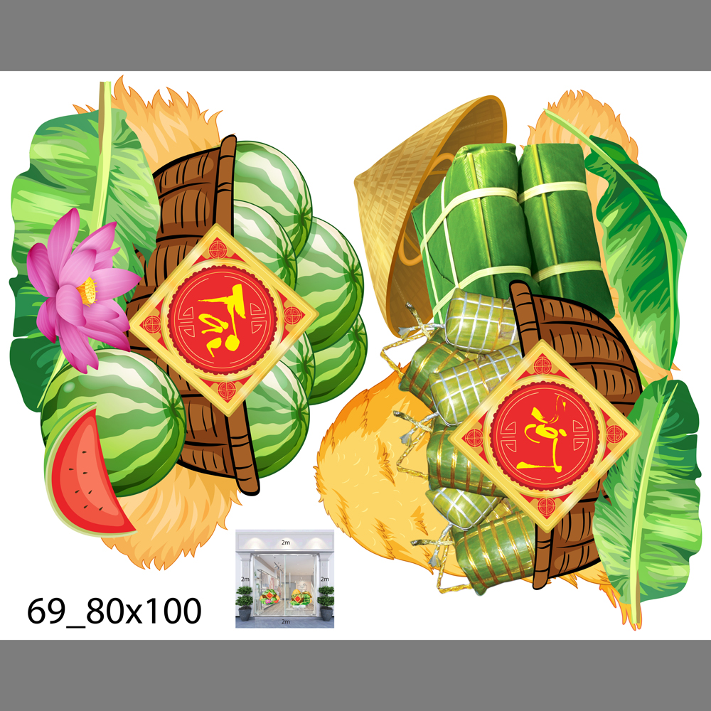 Decal trang trí tết xuân 2020 combo số 14