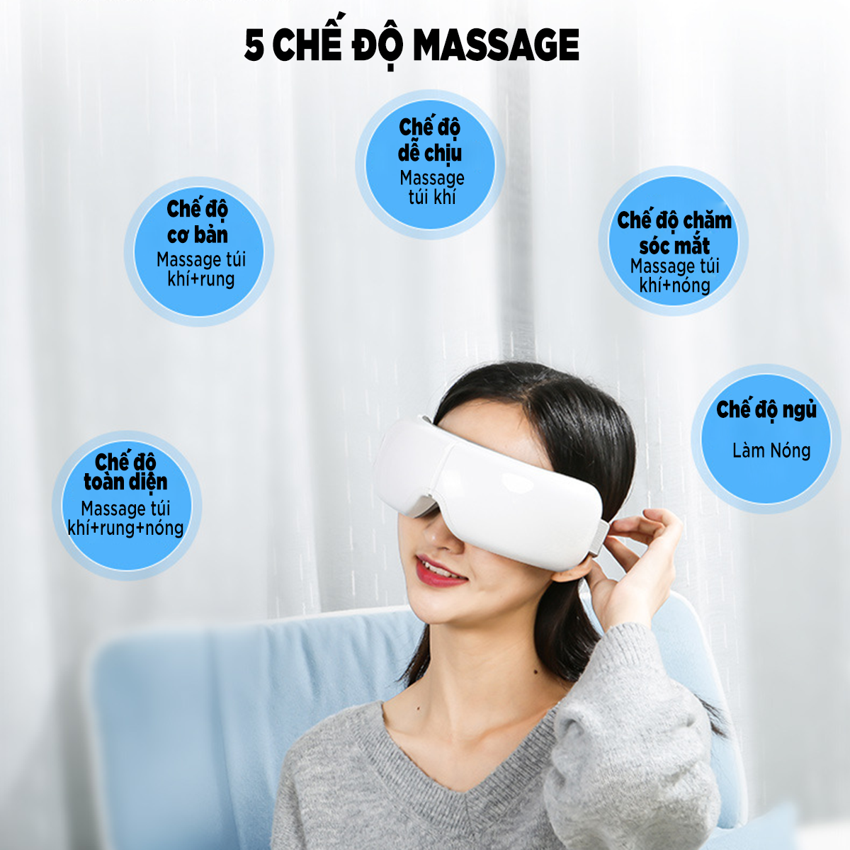 Máy Mát xa Mắt Ammi AM-2098, Máy Massage Mắt Thông Minh Công Nghệ 6D Nhật Bản Thế Hệ Mới Nhất 2022