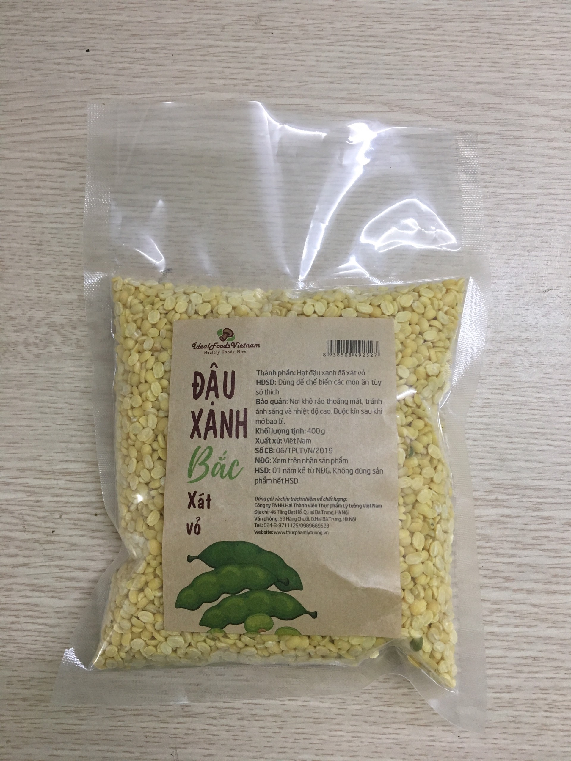 Đậu Xanh Bắc Xát Vỏ Lý Tưởng 400g, Đỗ Xanh Việt Nam, Đậu Đỗ Không Chất Bảo Quản