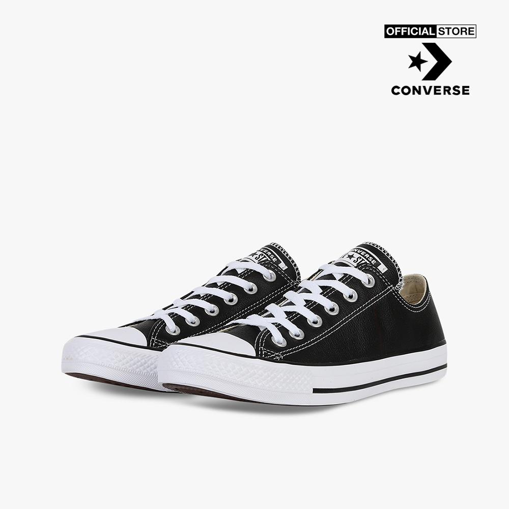 CONVERSE - Giày sneakers cổ thấp unisex Chuck Taylor All Star Leather 132174C-00B0_BLACK
