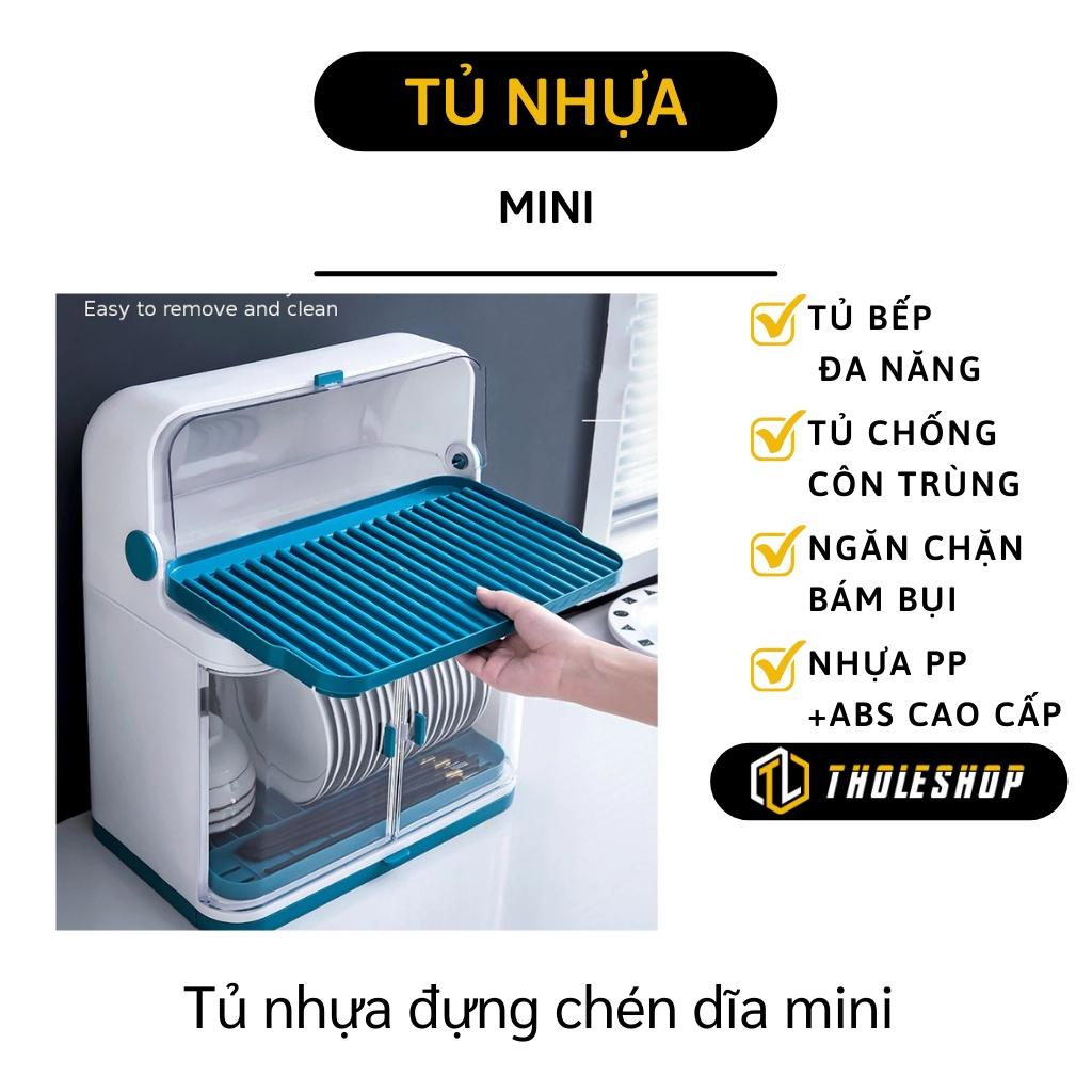 Kệ nhựa để chén dĩa-Tủ nhựa đựng chén dĩa mini 45x38x25cm-Giá phơi bát đĩa thoát nước - Yumeshop94