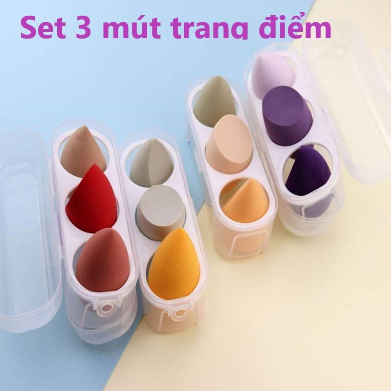 Hộp 8 Bông Mút Đánh Nền Tiện Dụng Siêu Xinh (Set 3 Mút Và Set 8 Mút)