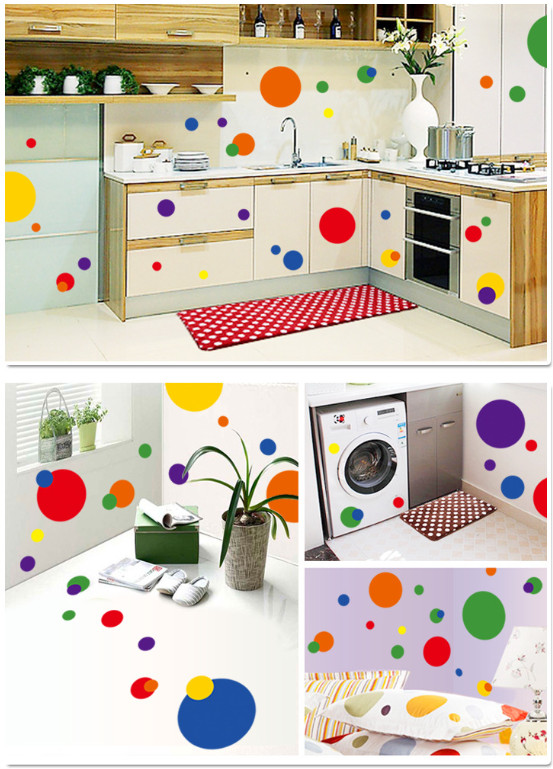 Decal trang trí tường - Họa tiết HÌNH TRÒN SẮC MÀU cho bé