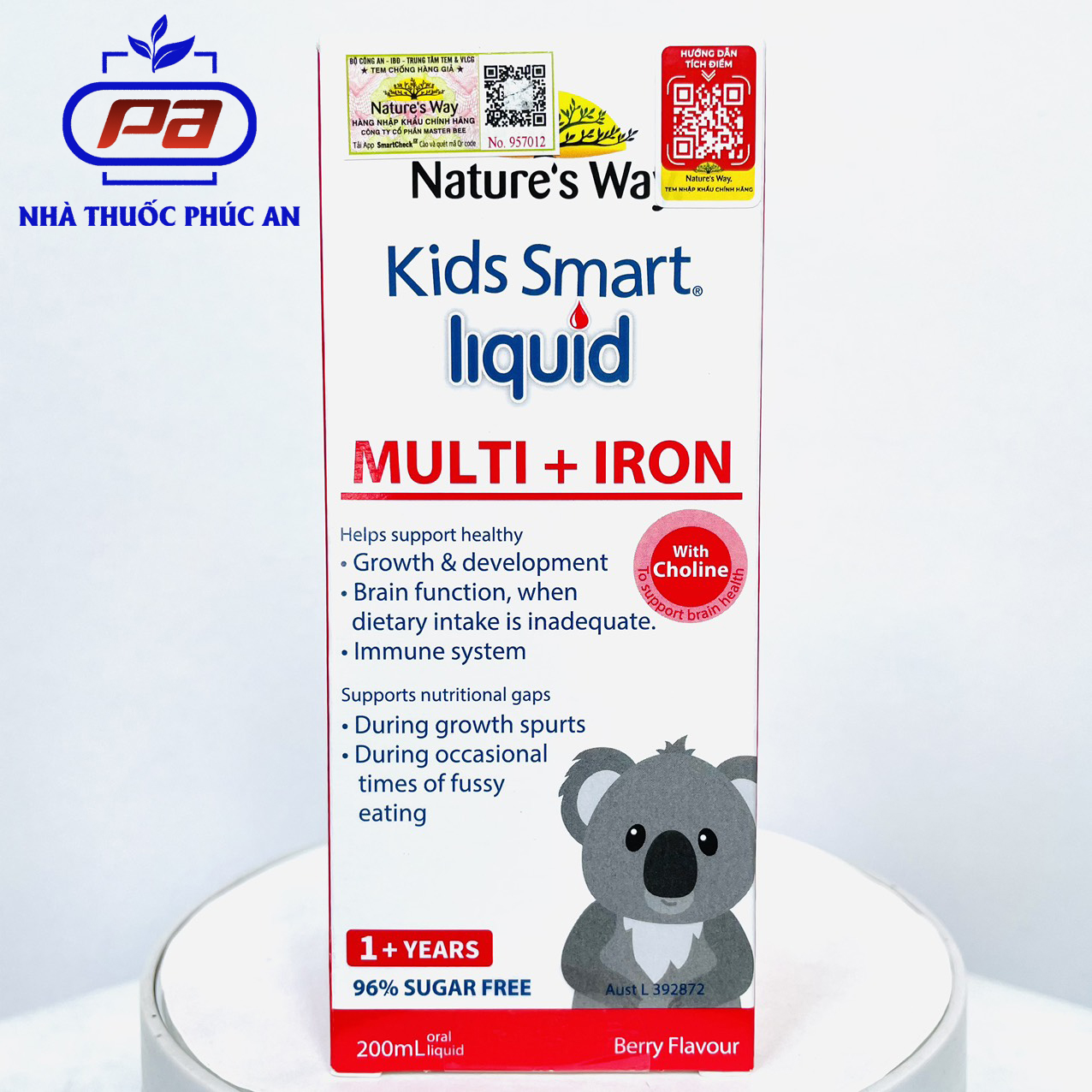 Siro bổ sung sắt, kẽm và vitamin tổng hợp cho bé Nature's Way Kids Smart Liquid Multi + Iron 200ml